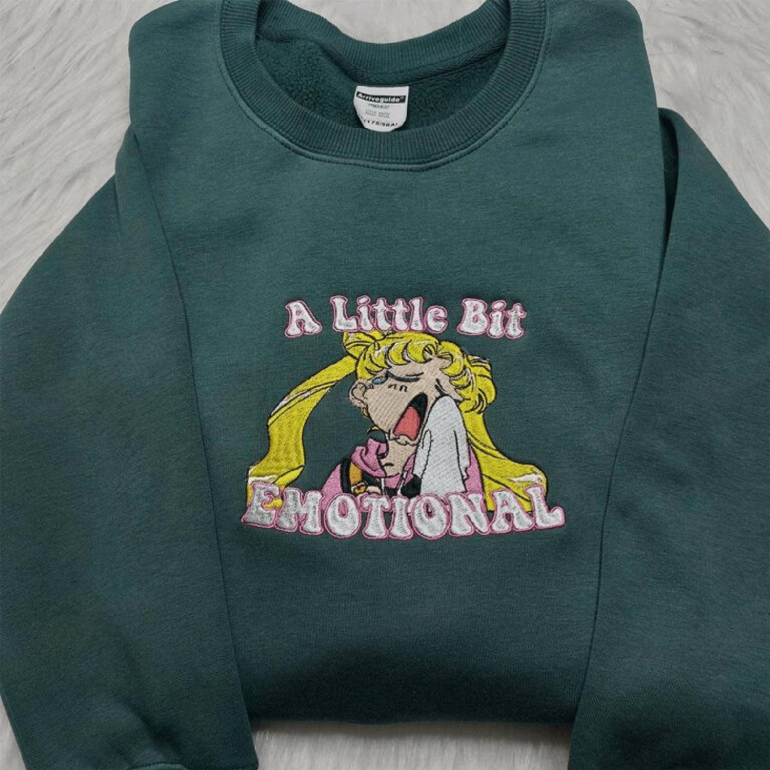 A Litter Bit Emotional Sailor Moon Shirt, Sailor Moon Embroidered Shirt Gift for her Gift for him Birthday Xmas Halloween Gift