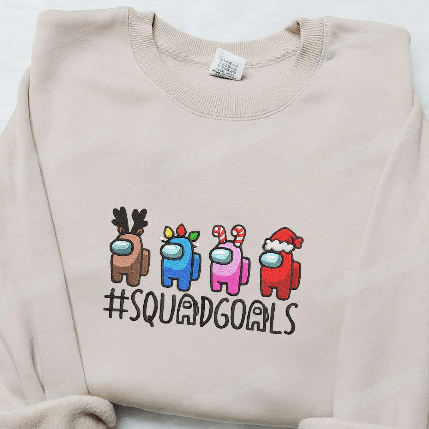 Among Us Squadgoals Christmas Game Christmas , Christmas Gift Ideas Hoodie Tshirt Embroidered Sweatshirt For Fan