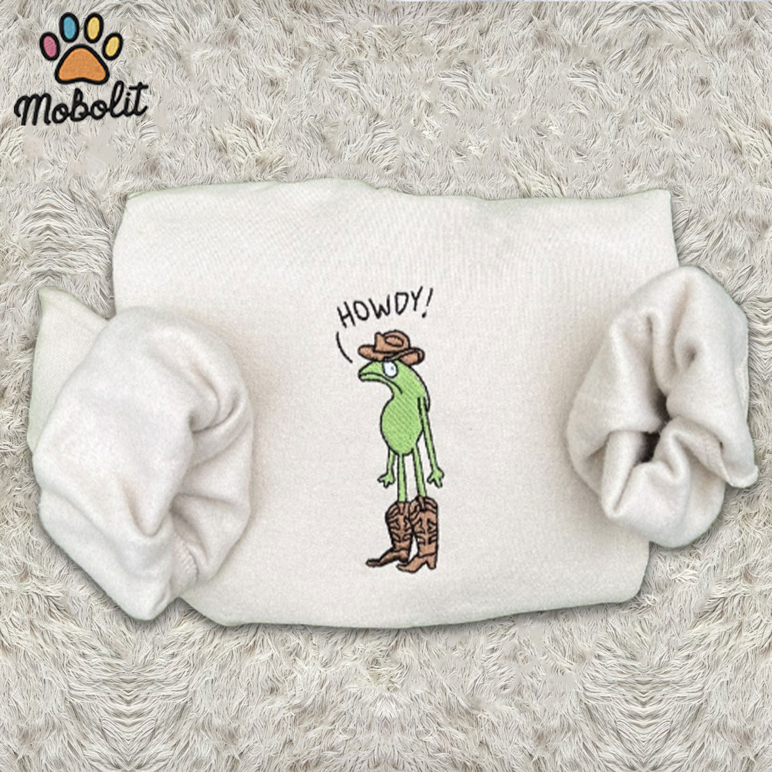 Western Howdy Frog  Cowboy Cute Frog  Embroidered Sweatshirt Tshirt Hoodie For Fan