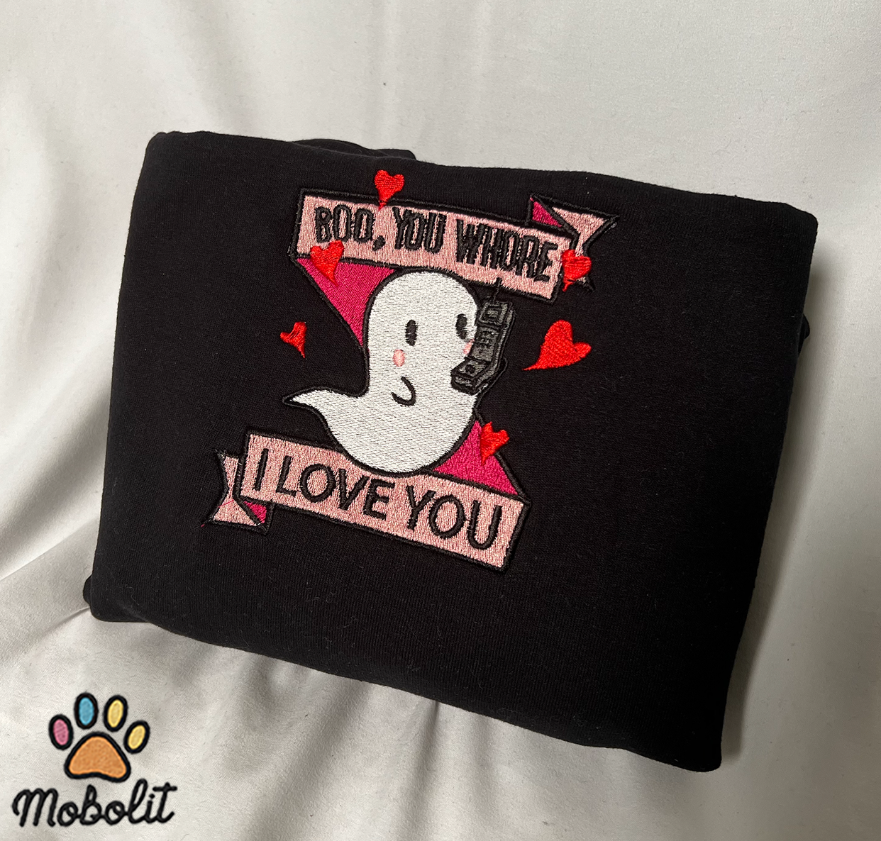 Boo I Love You  Embroidered, Embroidery Sweatshirt Tshirt Hoodie For Fan