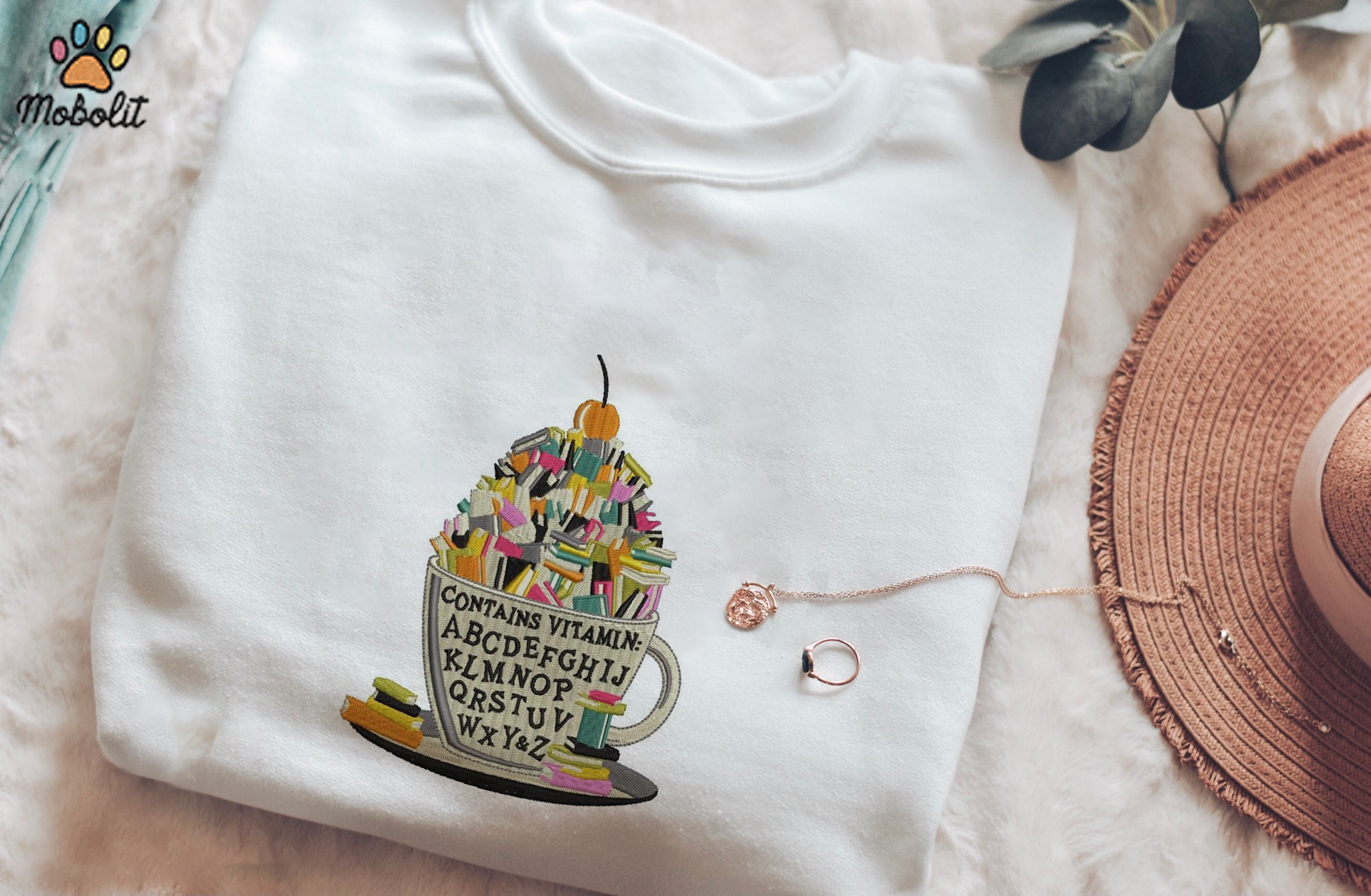 Books And Coffee Coffee Book Lover Embroidered, Embroidery Sweatshirt Tshirt Hoodie For Fan