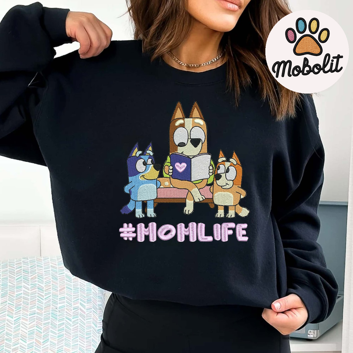 Blue Dog Mom Mother Day, Mother Day, Mom Life, Mom Gift Hoodie Tshirt Embroidered Sweatshirt For Fan