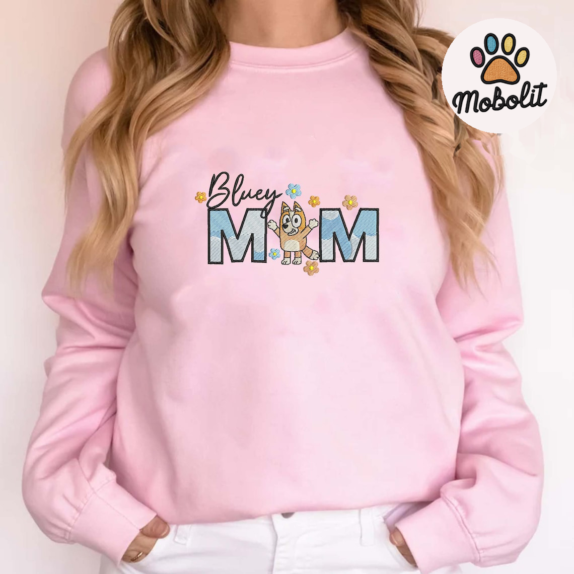 Blue Mama , Blue Dogs Mother Day, Chill Cartoon Show , Retro Gift For Mother  Hoodie Tshirt Embroidered Sweatshirt For Fan