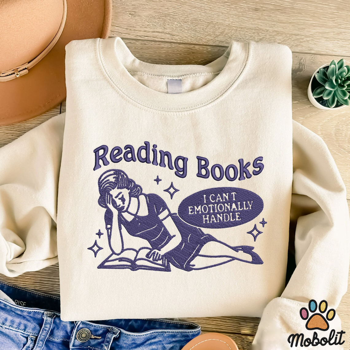 Reading Books Embroidered Shirt shirt Trendy Vintage shirt Gift for Book Lovers Reading Books I Can’t Emotionally Handle shirt