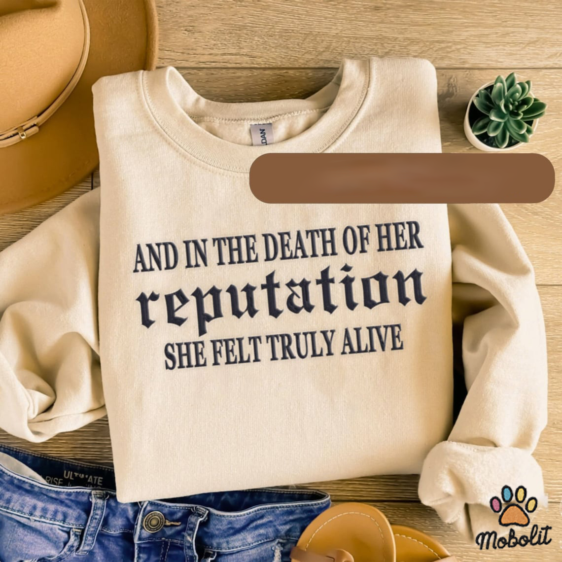 And in the Death of Her Reputation She Felt Truly Alive Puff Print Embroidered Shirt Tee Reputation Era