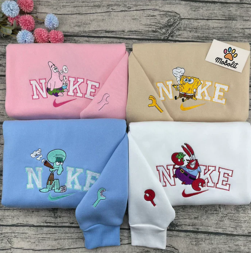 SpongeBob SquarePants And Friends Spongebob and Patrick Squidward Mr. Krabs Hoodie Tshirt Embroidery Embroidered Sweatshirt For Fan