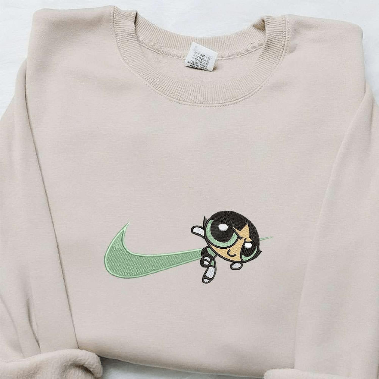 Buttercup x Green NK1 Brand Swoosh Shirt Powerpuff Girls Cartoon Hoodie Gift Ideas Embroidered Shirt