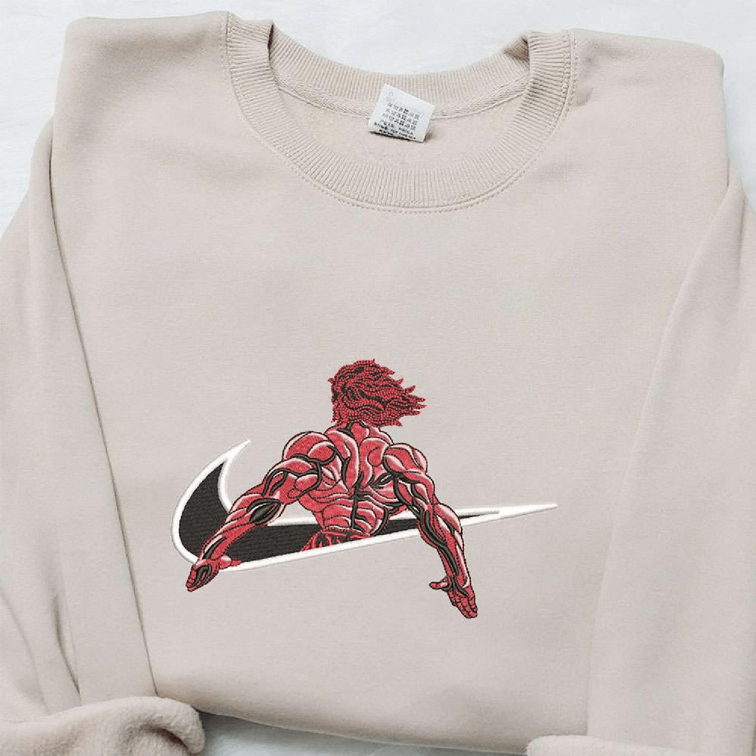 Yujiro Hanma x  Swoosh Anime  Gift for Family Hoodie Tshirt Embroidered Sweatshirt For Fan