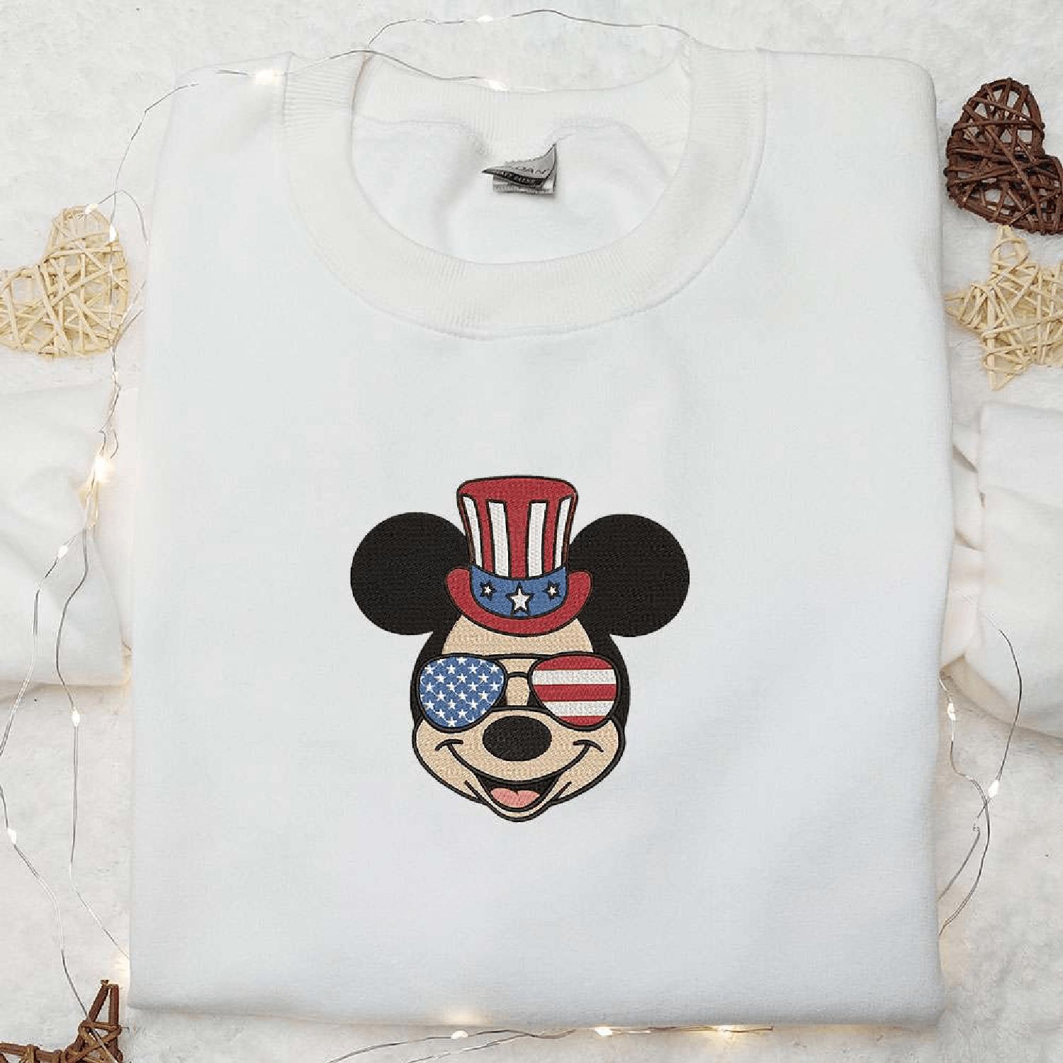 America Mickey Disney Patriotics Hoodie Tshirt Embroidered Sweatshirt For Fan