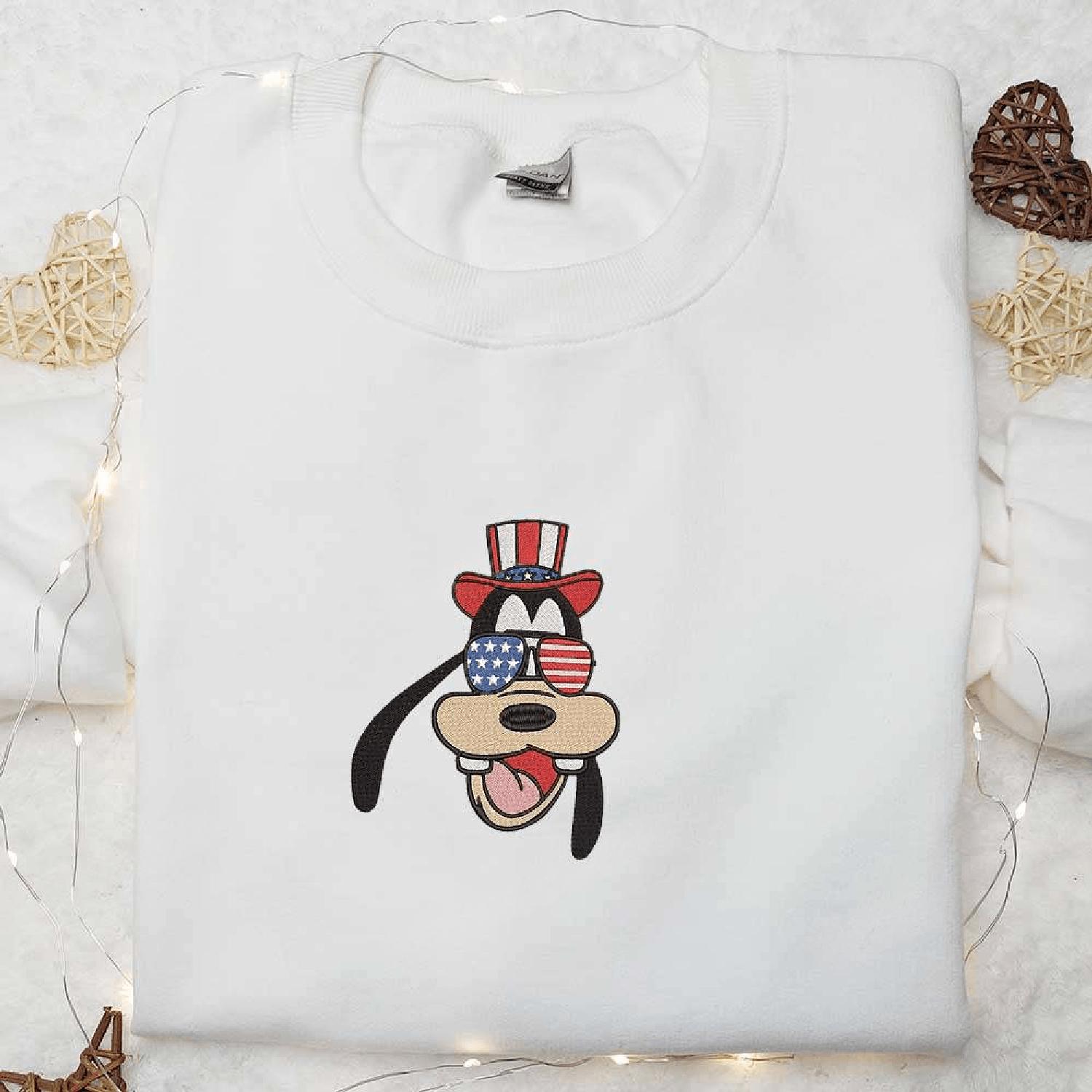 American Goofy 4th of July Disney Patriotics Hoodie Tshirt Embroidered Sweatshirt For Fan