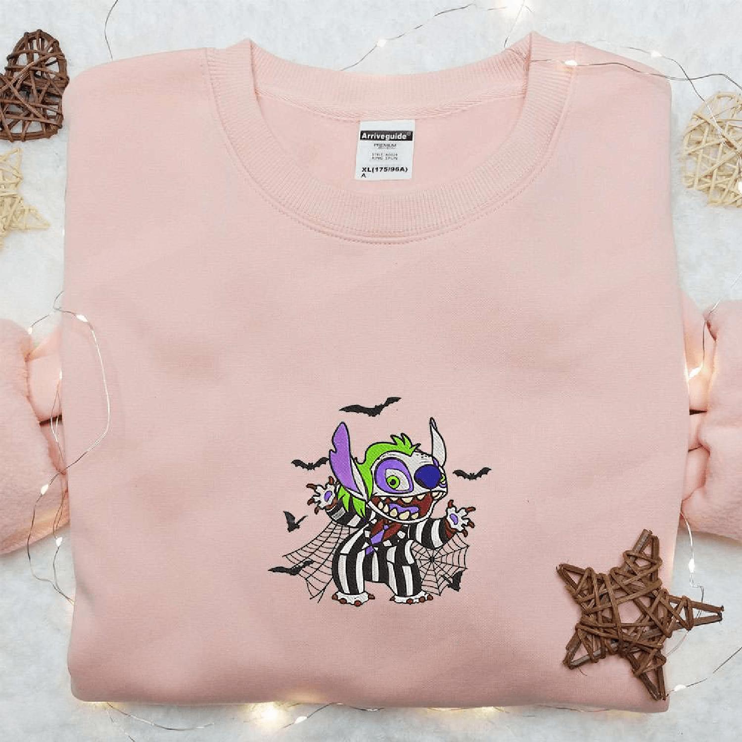 Stitch Beetlejuice Horror , Disney Characters Halloween Gift Ideas Hoodie Tshirt Embroidered Sweatshirt For Fan