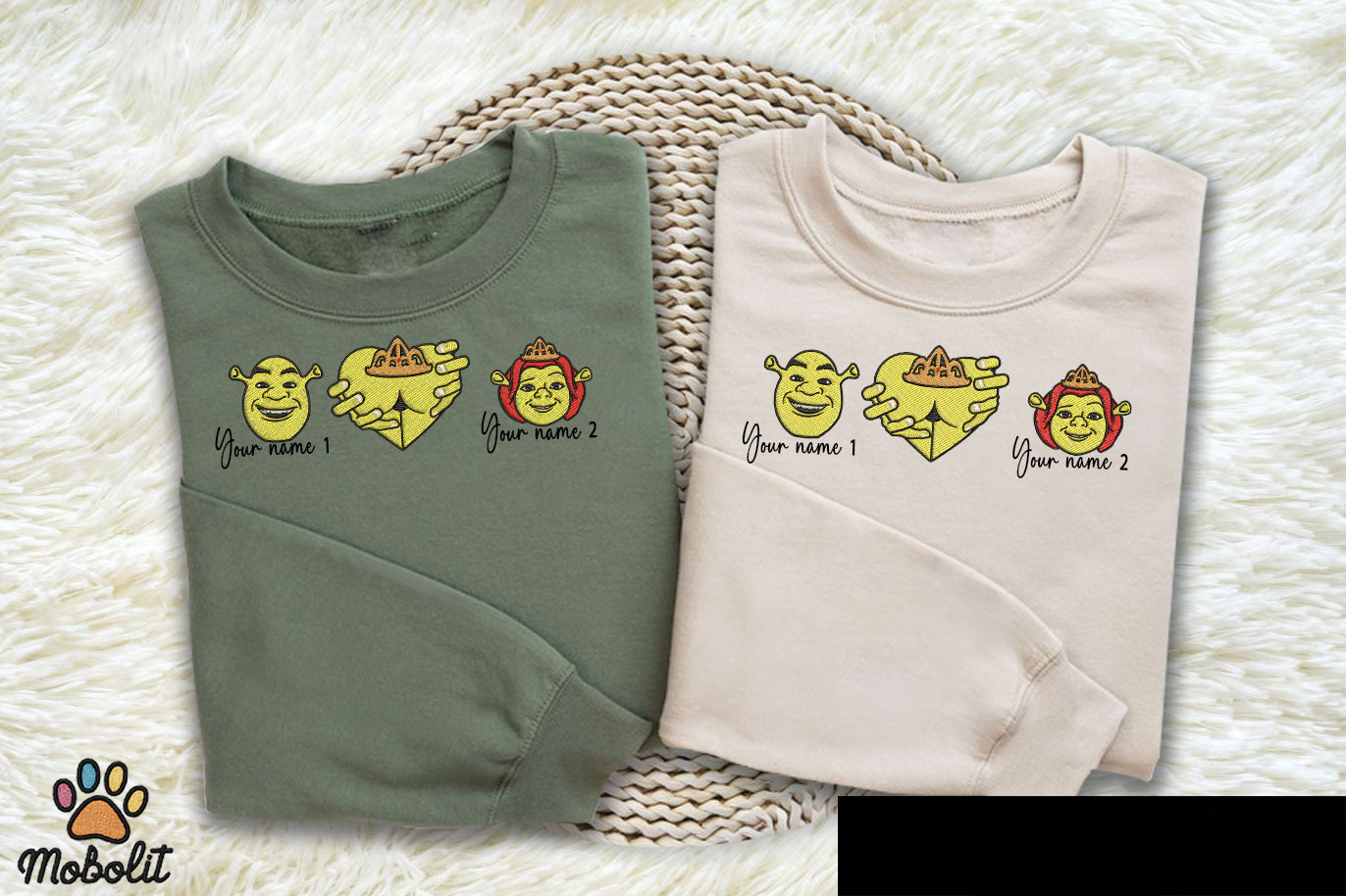 Shrek Butt Hitting Princess Fiona Couple Gift  Embroidered, Embroidery Sweatshirt Tshirt Hoodie For Fan