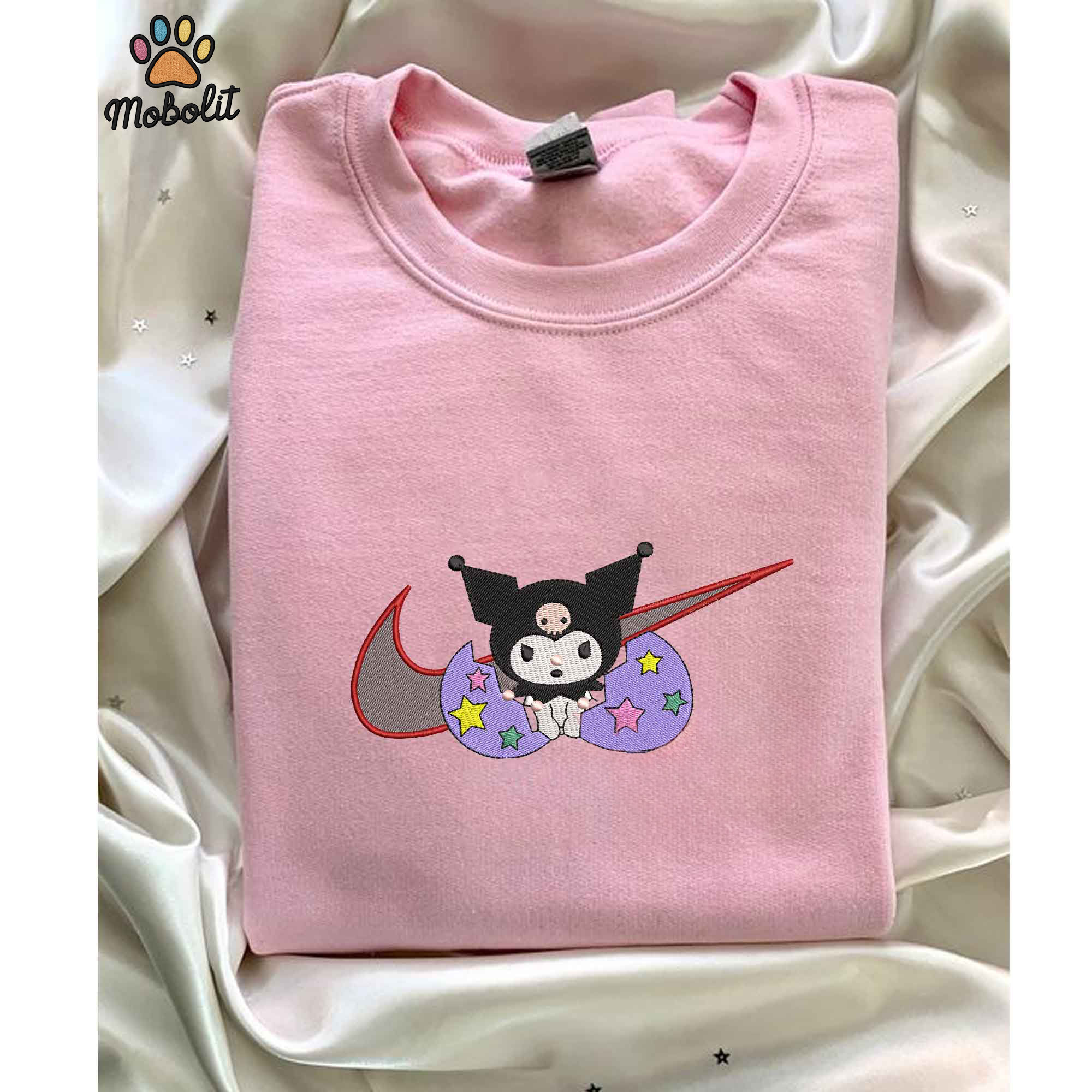 Swoosh Kuromi Embroidered Unisex Crewneck Tshirt/Hoodie/Sweatshirt, Birthday Gift, Gift for Him Her