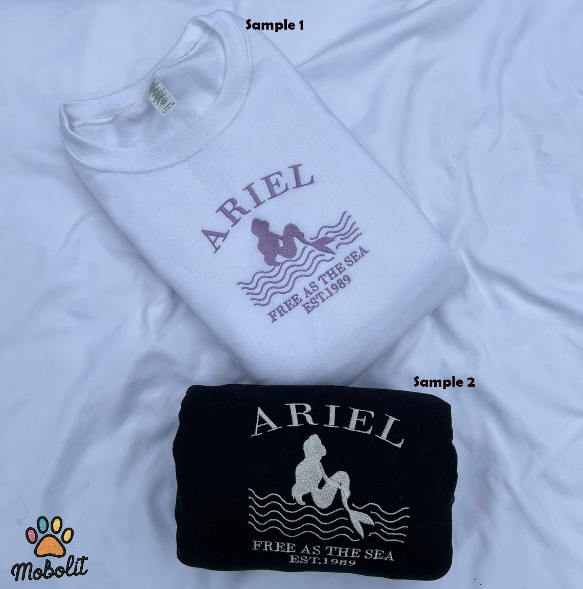 Ariel Free As The Sea Embroidered T-shirt Hoodie Sweatshirt, Best Gifts