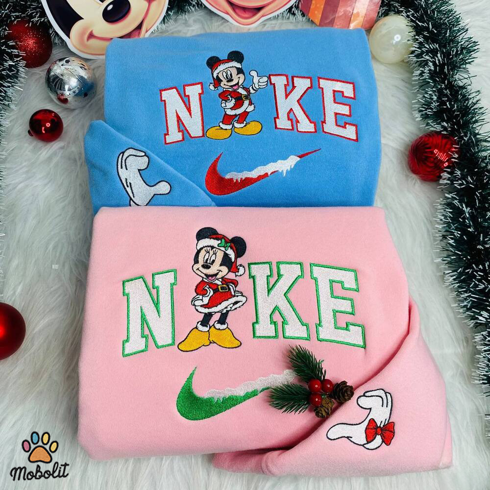 Disney Couples Mickey and Minnie Mouse Christmas x Brand Disney Embroidered Shirt Birthday Gift For Women/Her/Him