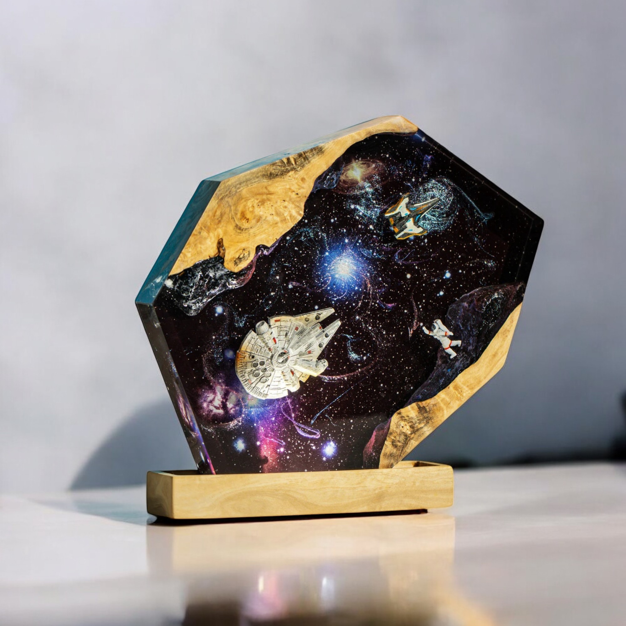 Galactic Voyage Epoxy Resin Lamp | Handcrafted Space Art