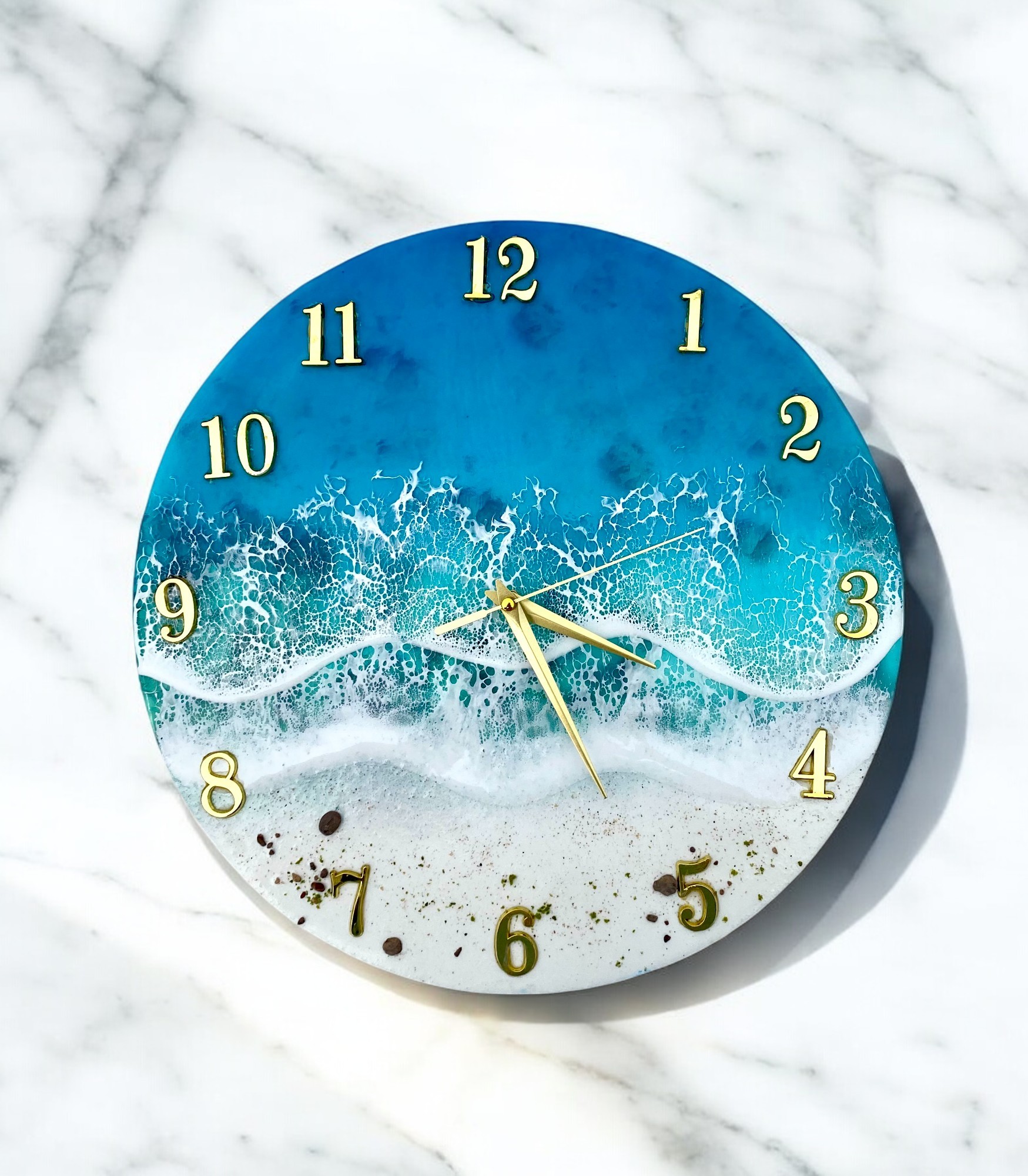 Handmade Ocean Resin Wall Clock | Coastal Elegance for Your Home Decor