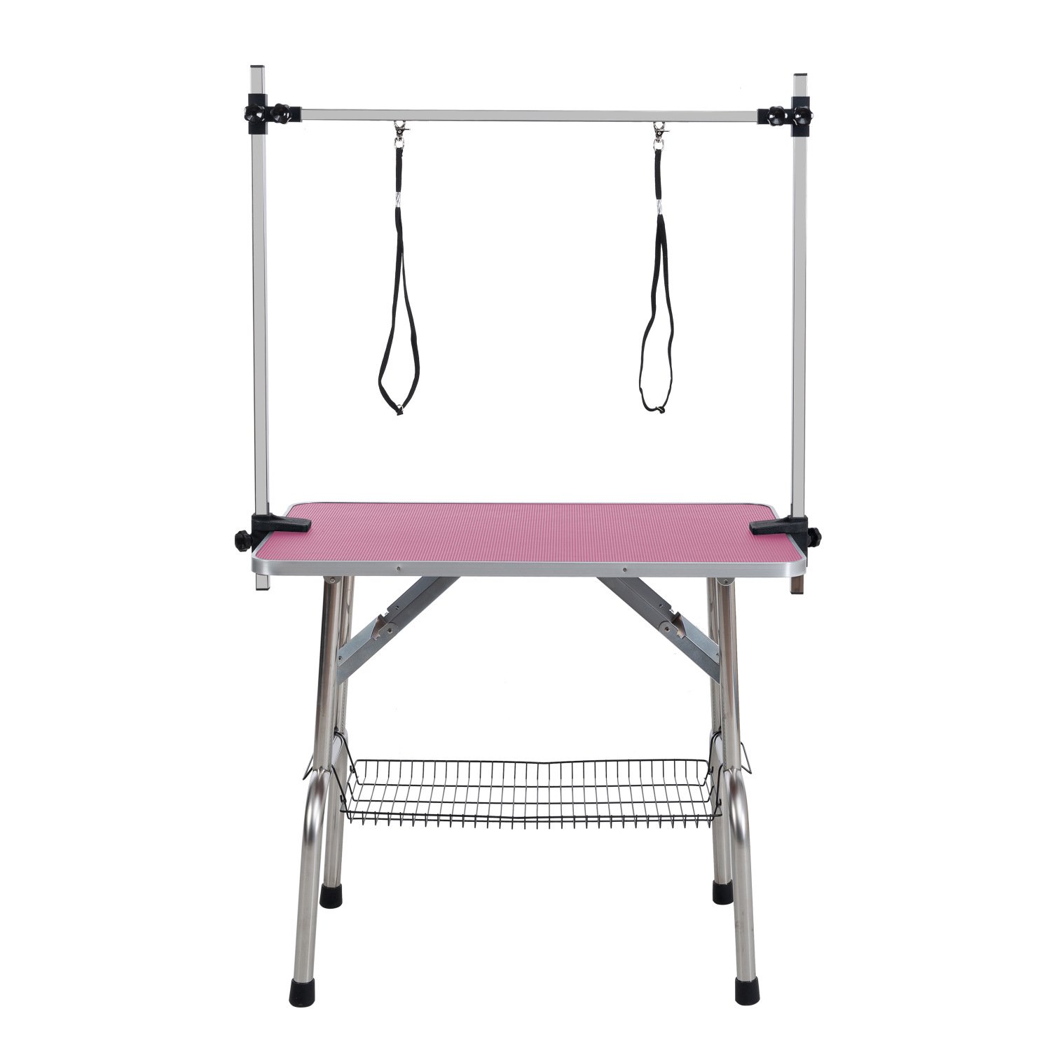 Topeakmart Pink 45″ Foldable Pet Grooming Table with Adjustable Arm, 45″ L X 24″ W X 69.7″ H