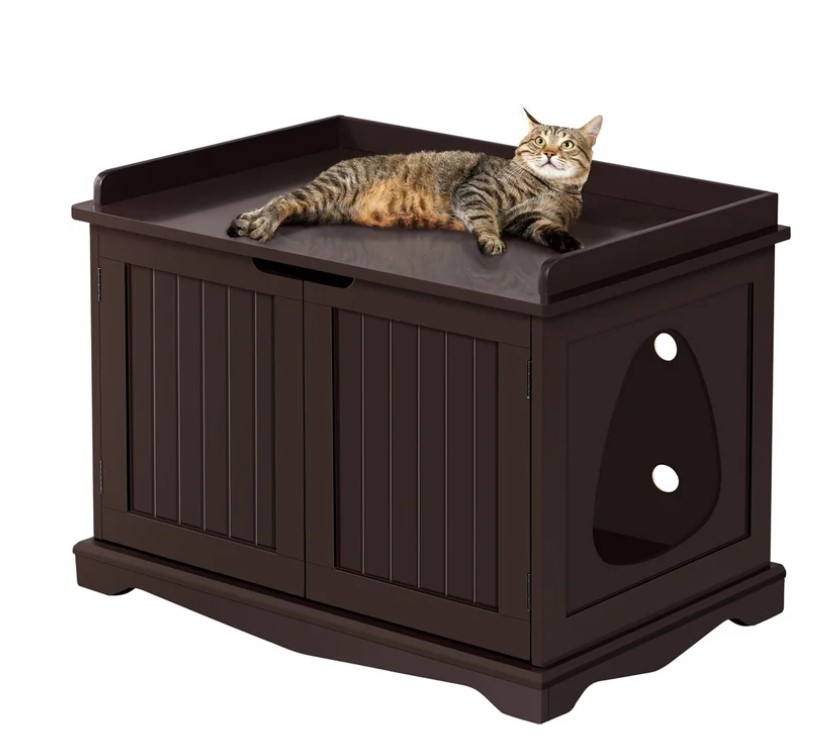 Topeakmart Decorative Espresso Furniture Hidden Washroom Cat Litter Box, 30″ L X 20″ W X 21″ H