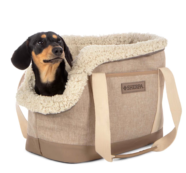 Sherpa Tan Luxe Tote Fashionable Pet Carrier, Medium