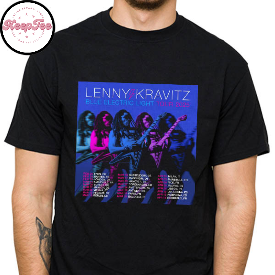 New Lenny Kravitz Blue Concert 2025 Shirt, Lenny Kravitz Blue Electric Light 2025 Tour Dates Fan Gifts T-Shirt
