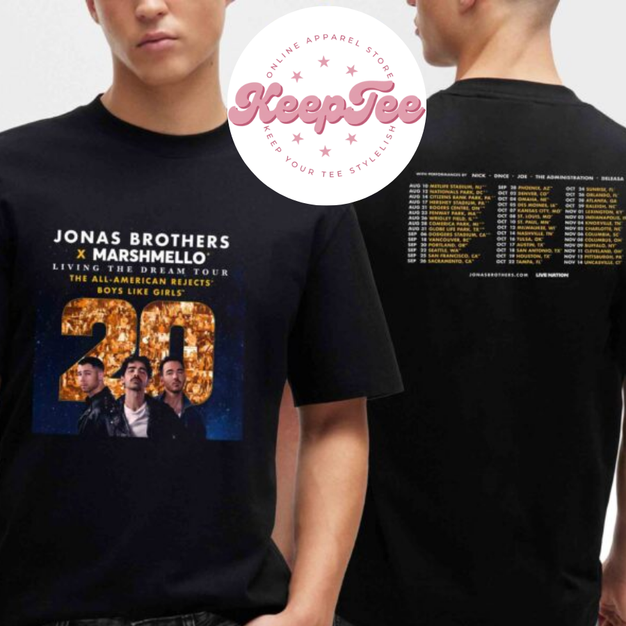 New Jonas Brothers Living Concert 2025 Shirt, Jonas Brothers Living The Dream 2025 Tour Dates With Marshmello T Shirt