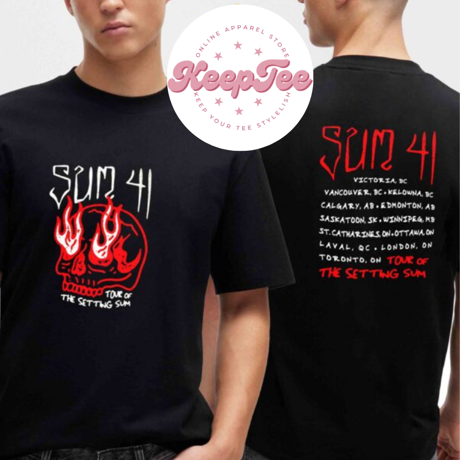 New Sum 41 2025 Concert 2025 Shirt, Sum 41 2025 Tour Of The Setting Sum Skull Sketch Shirt