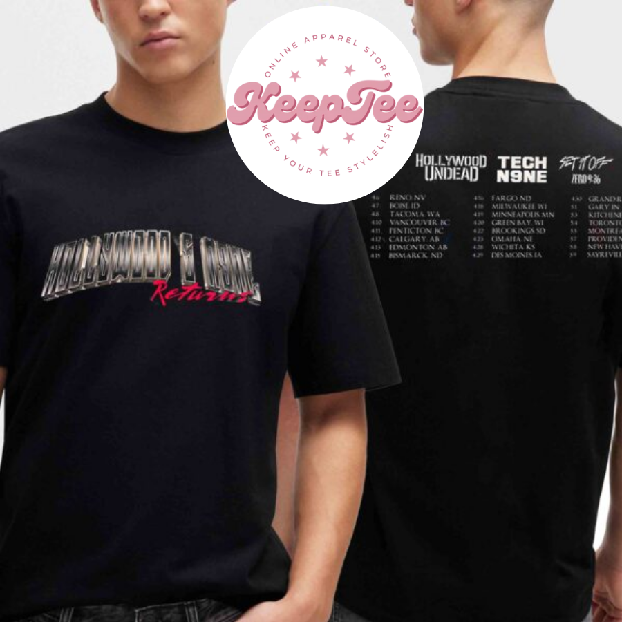 New Hollywood Undead And Concert 2025 Shirt, Hollywood Undead And Tech N9Ne Set It Off Returns 2025 Tour Dates Schedule Shirt