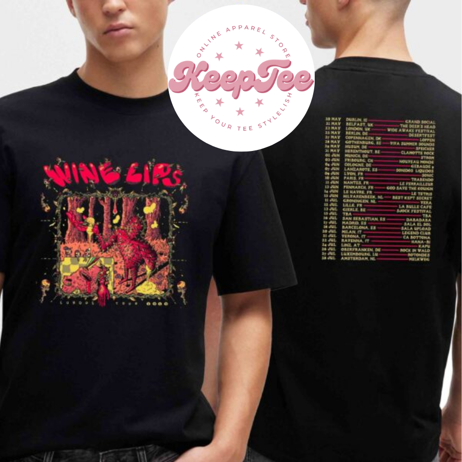 New Wine Lips Band Concert 2025 Shirt, Wine Lips Band Europe 2025 Tour Dates Shirt