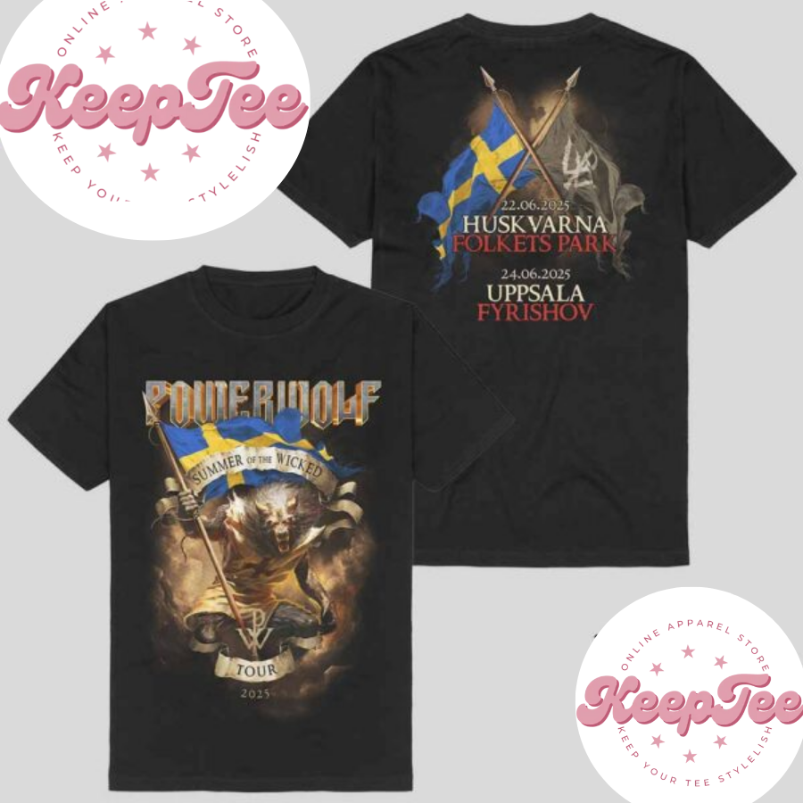 New Powerwolf Summer Of Concert 2025 Shirt, Powerwolf Summer Of The Wicked Tour 2025 At Huskvarna And Uppsala Artwork Fan Gifts T-Shirt