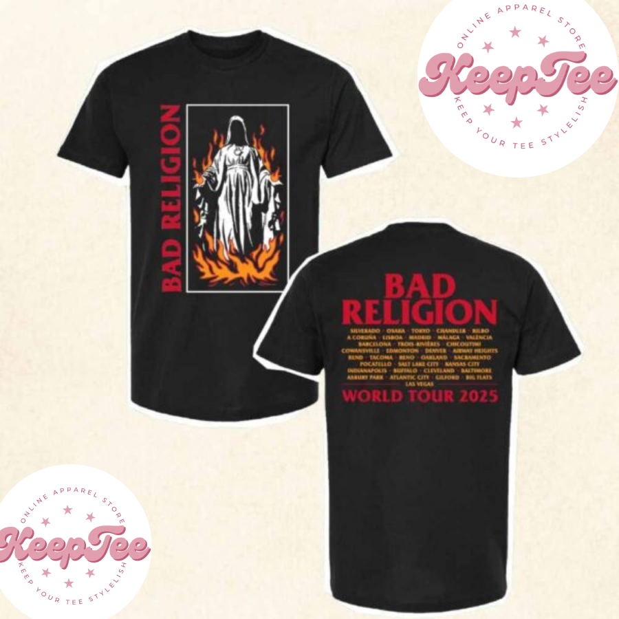 New Bad Religion World Concert 2025 Shirt, Bad Religion World Tour 2025 Burning Fire Artwork Fan Gifts T-Shirt