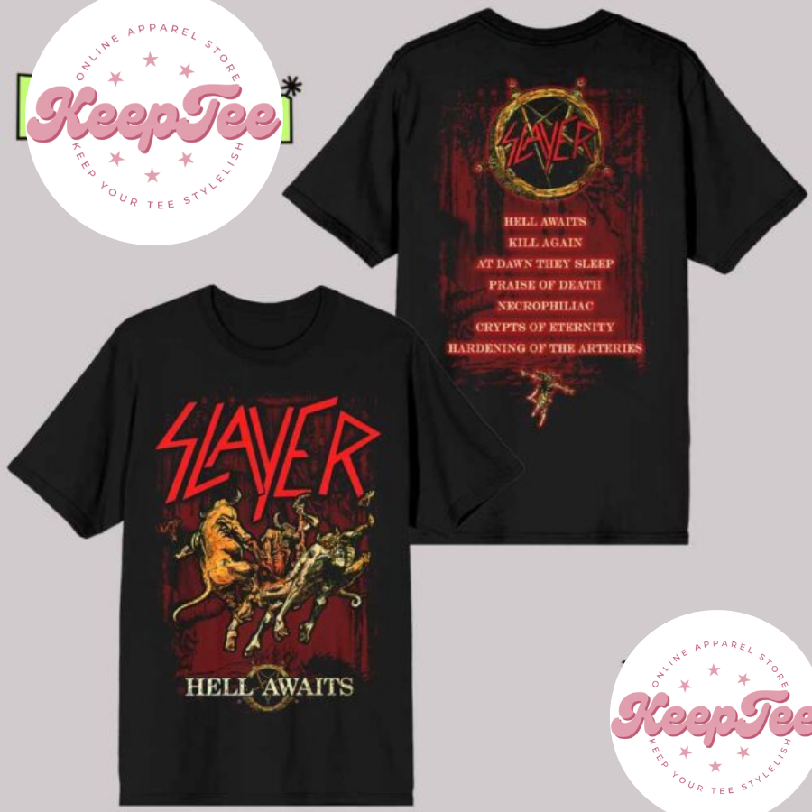 Slayer Hell Awaits Concert 2025 Shirt, Slayer Hell Awaits 40Th Anniversary Torn Asunder Hell Awaits Artwork Fan Gifts T-Shirt