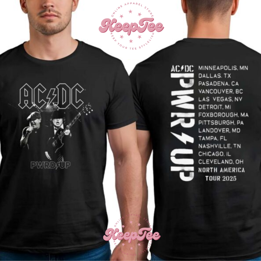 New Acdc Angus And Concert 2025 Shirt, Acdc Angus And Bryan Cover Tee Pwr Up Tour 2025 Print Classic Shirt