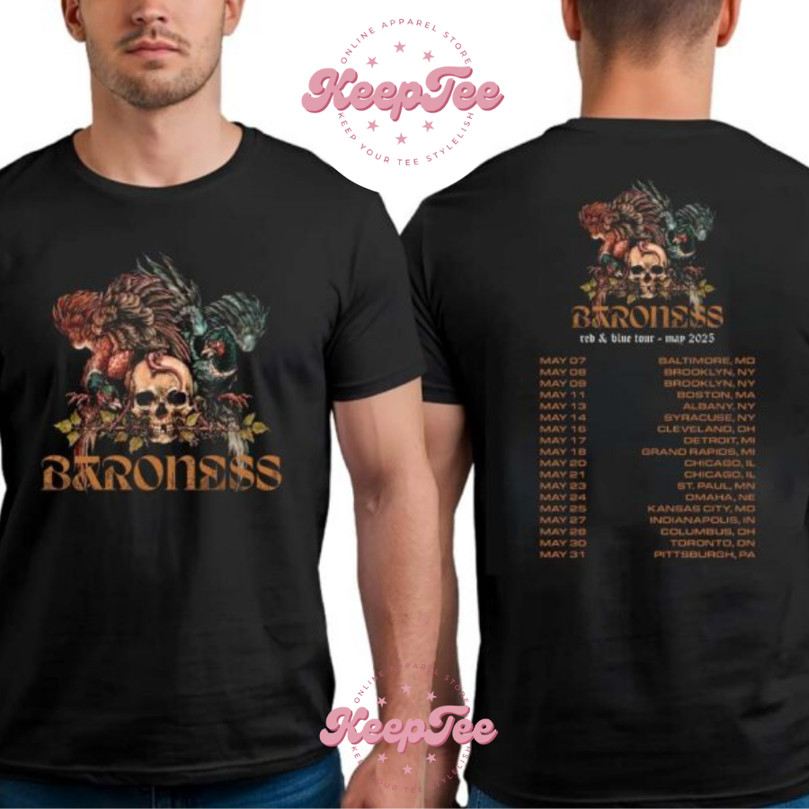 New Baroness Merch Red Concert 2025 Shirt, Baroness Merch Red Blue Tour 2025 Cities List For May 2025 Print Classic Shirt