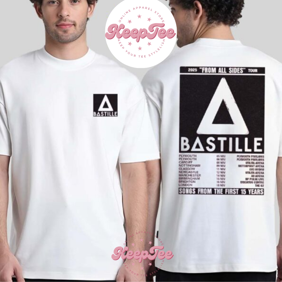 New Bastille Band 2025 Concert 2025 Shirt, Bastille Band 2025 From All Sides Tour Songs From The First 15 Years Dates List Print Vintage Shirt