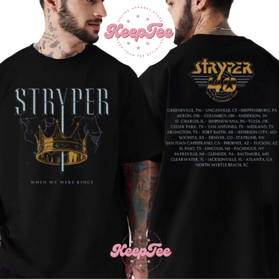 New Stryper Merch When Concert 2025 Shirt, Stryper Merch When We Were Kings Crown 40Th Anniversary Tour 2025 Print Classic Shirt