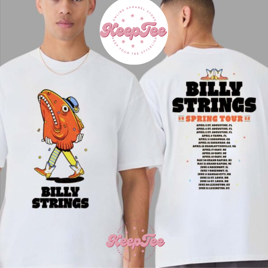 Billy Strings Merch Concert 2025 Shirt, Billy Strings Merch Spring Tour 2025 Walking Fish Tee With Dates Print Unisex Shirt