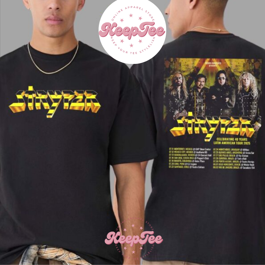 New Stryper Celebrating 40 Concert 2025 Shirt, Stryper Celebrating 40 Years Latin American Tour 2025 Dates List Print Unisex Shirt