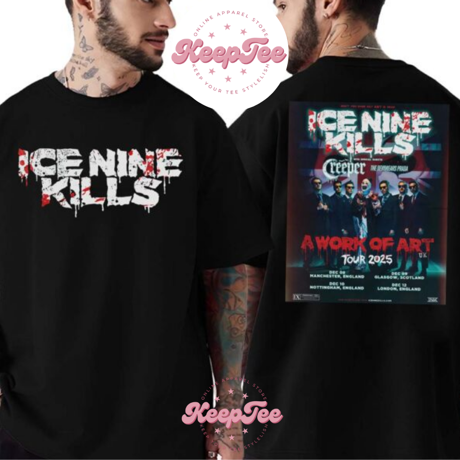 New Ice Nine Kills Concert 2025 Shirt, Ice Nine Kills A Work Of Art Uk Tour 2025 Dates List Start In Manchester England