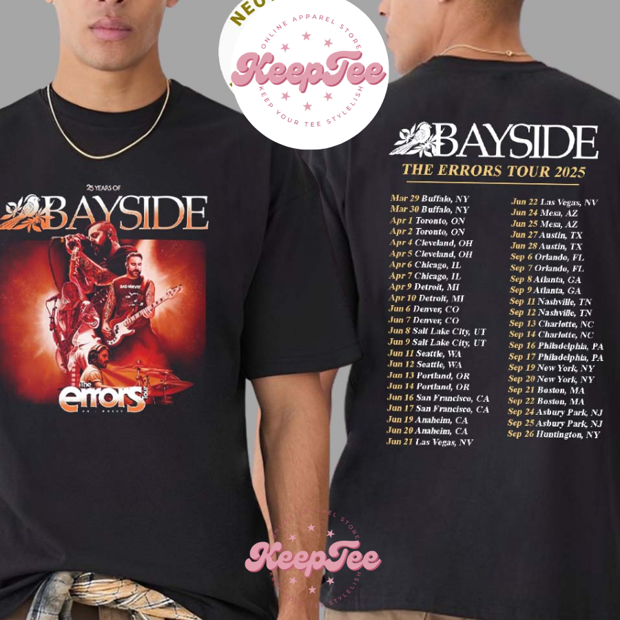 New Bayside 25 Years Concert 2025 Shirt, Bayside 25 Years Of The Errors Tour 2025 Dates List Print Vintage Shirt