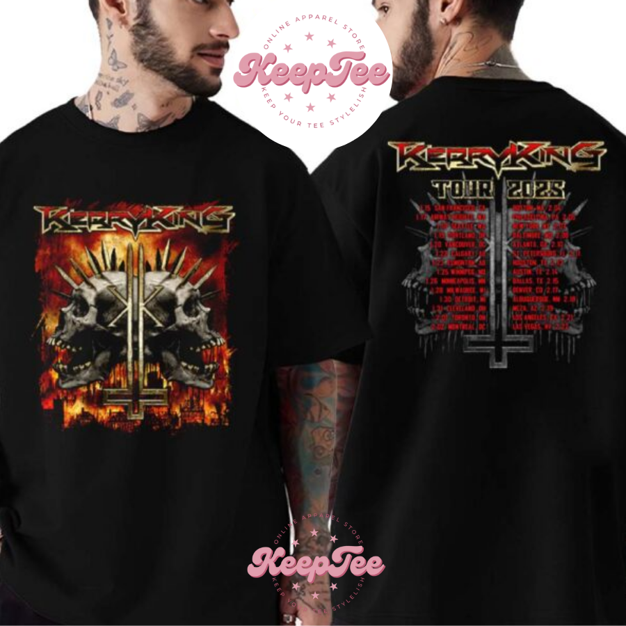 New Kerry King Spikey Concert 2025 Shirt, Kerry King Spikey Skull 25 Itin Tee Merch Tee Tour 2025 Two Sides Print Unisex Shirt