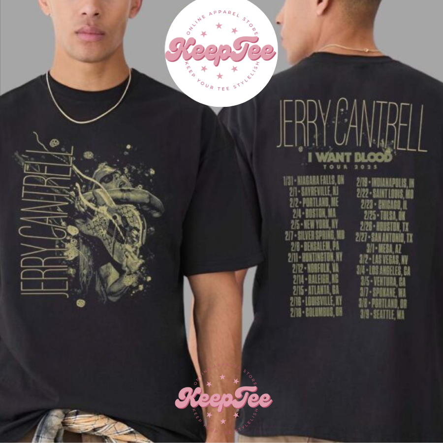 New Jerry Cantrell I Concert 2025 Shirt, Jerry Cantrell I Want Blood Tour 2025 Merch String Bend Photo Tour Two Sides Print Shirt