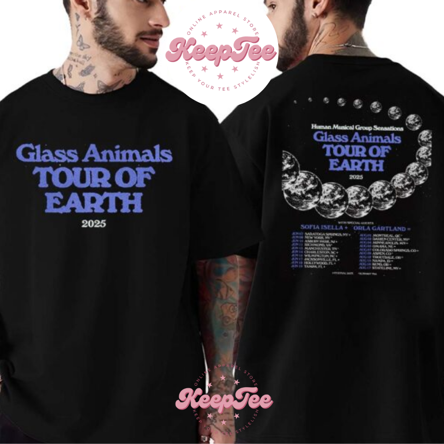 Glass Animals Band Tour Of Earth 2025 Dates List With Special Guests Sofia Isella And Orla Gartland Two Sides Print Shirt