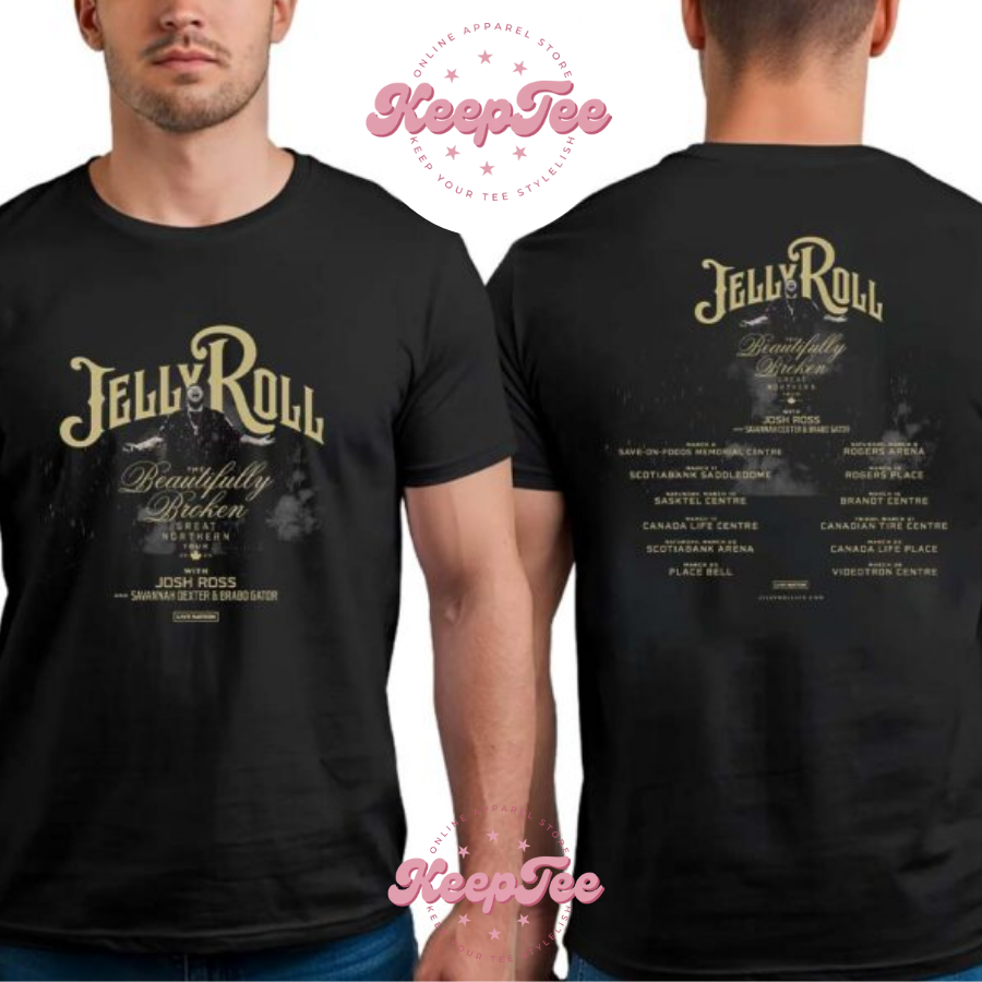 New Jelly Roll The Beautifully Broken Great Northern Tour 2025 Dates With Josh Ross And Savannah Dexter And Brabo Gator Shirt