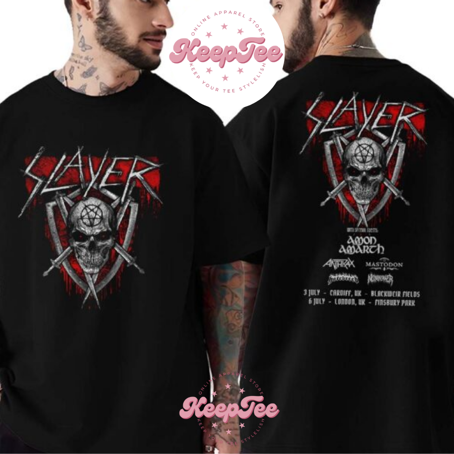 New Slayer United Kingdom Concert 2025 Shirt, Slayer United Kingdom Tour 2025 Start At Blackweir Fields In Cardiff Uk