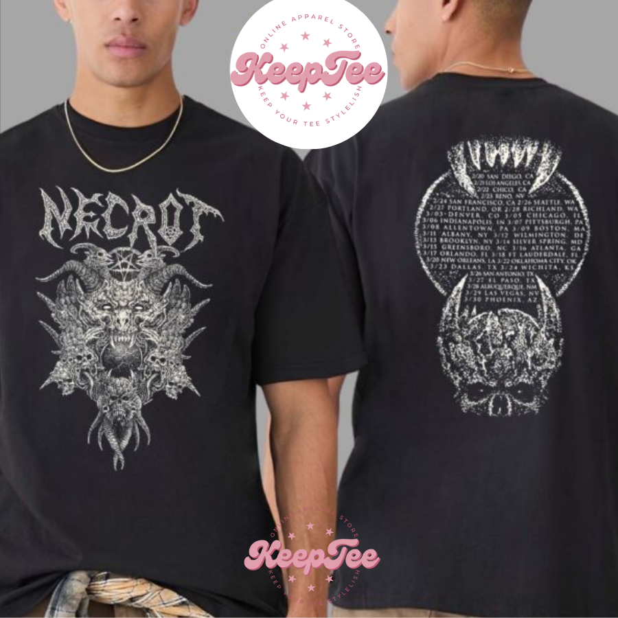 New Necrot Band Merch Concert 2025 Shirt, Necrot Band Merch Tee Tour 2025 Start On February 20 In San Diego Ca Two Sides Print Unisex Shirt