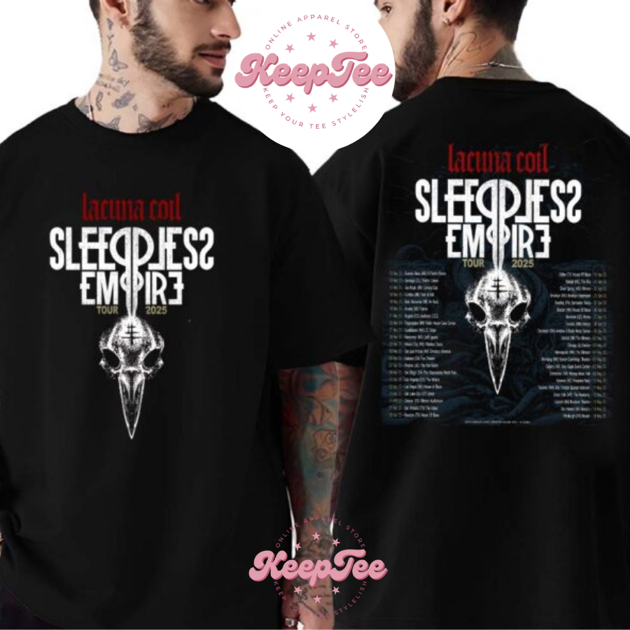 Lacuna Coil Sleepless Empire Tour 2025 For March April And May 2025 List Dates Two Sides Print Vintage Shirt