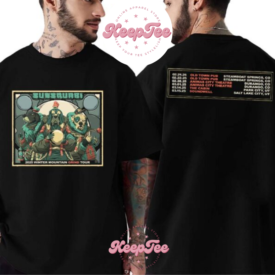 New Sunsquabi Band Merch Concert 2025 Shirt, Sunsquabi Band Merch Tee 2025 Winnter Mountain Grind Tour Dates List Two Sides Print Classic Shirt