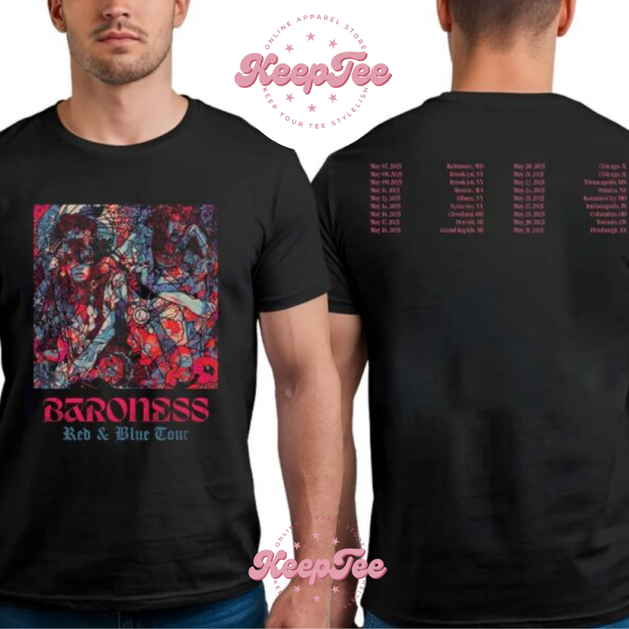New Baroness Band Red Concert 2025 Shirt, Baroness Band Red And Blue North American Tour 2025 Dates List Two Sides Print Unisex Shirt