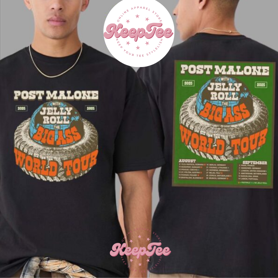 New Post Malone With Concert 2025 Shirt, Post Malone With Jelly Roll The Big Ass Stadium Tour 2025